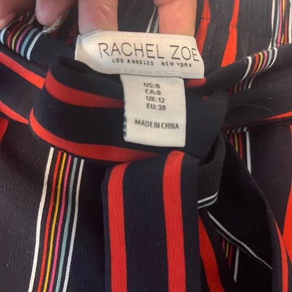 Rachel Zoe Red and Black Striped Wide Leg Pants - Picture 3 of 4